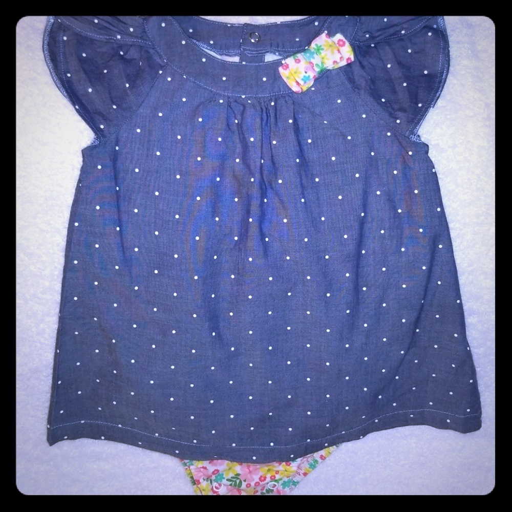 Denim dress w/ floral onsie